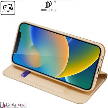 Dux Ducis dirbtinės odos viršelis - auksinės spalvos (Apple Iphone 14)